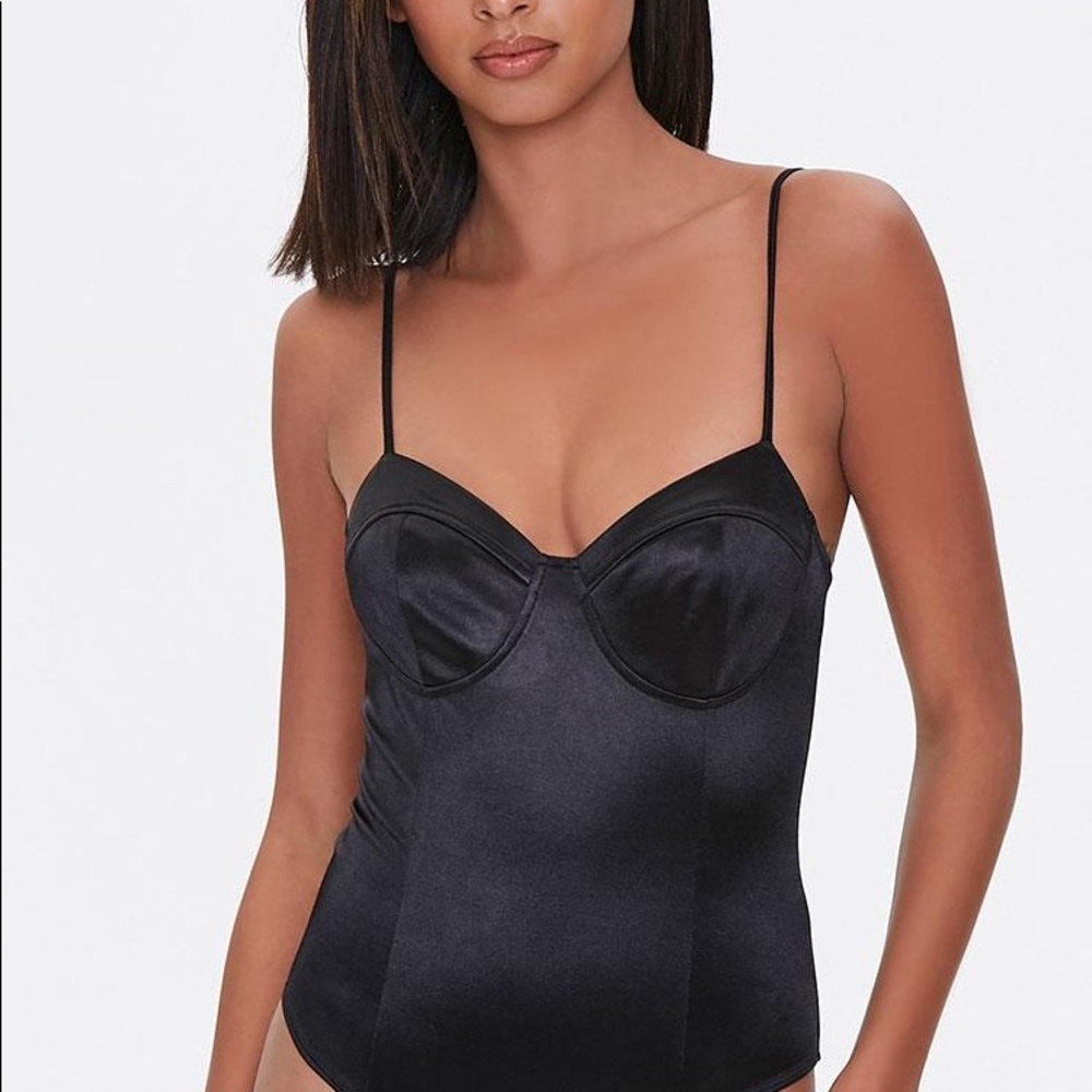 Black satin bodysuit